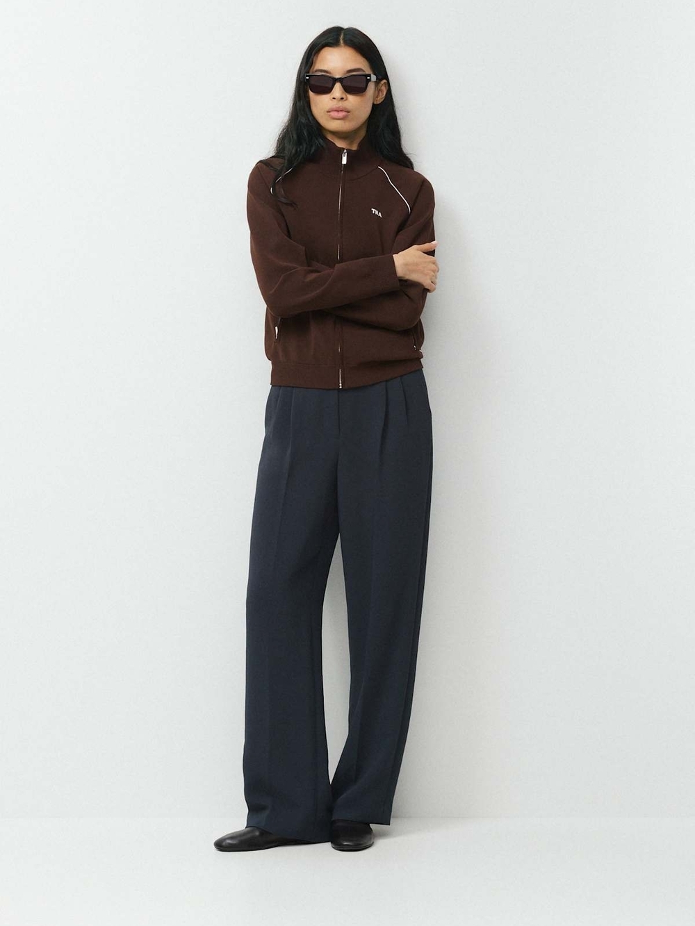 Wilfred Wide-Leg Trousers in Navy